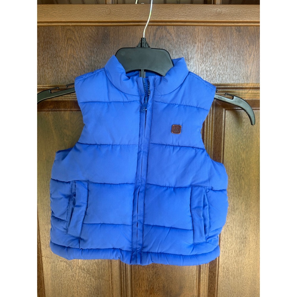 Janie and Jack Infant Boys Luxury Blue Lined Puffer Vest Layering Winter 12-18M - Picture 1 of 4